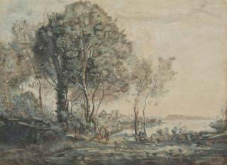 Paul Desire Trouillebert - Couple Dansant Dans Un Paysage