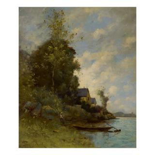 Paul Désiré Trouillebert - La Loire À Montsoreau (Ou Pêcheur Tirant Sa Barque)