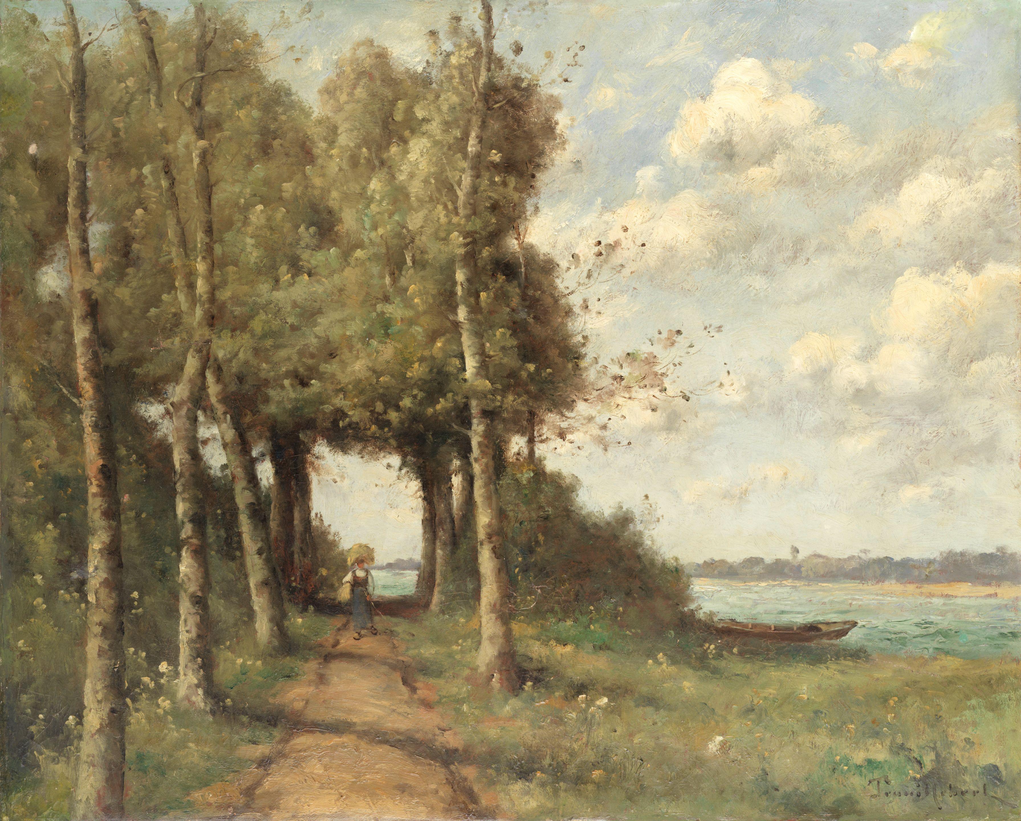 Paul Désiré Trouillebert - Lavandiere sur le chemin, Loire unframed