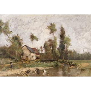Paul-Désiré Trouillebert - Lavandières Au Bord D\'Un Étang