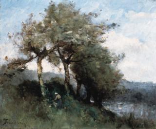 Paul-Désiré Trouillebert - Paysage avec femme