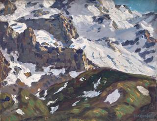 Paul Dougherty - Snow Capped Mountains (possibly Scheidegg, Germany) 12 x 16 in. unframed