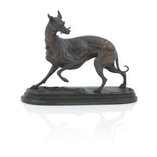 Paul Edouard Delabrierre - A bronze of a Whippet