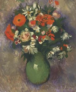 Paul Elie Gernez - Bouquet, pot vert