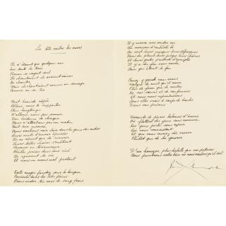 Paul Eluard - La Tête Contre Les Murs. Poème Autographe Signé. [Vers 1936].