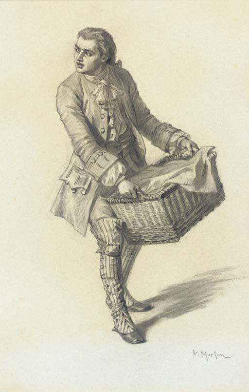 Paul Emile Antony Morlon - An elegant gentleman carrying a basket; and another gentleman seated looking over his shoulder
