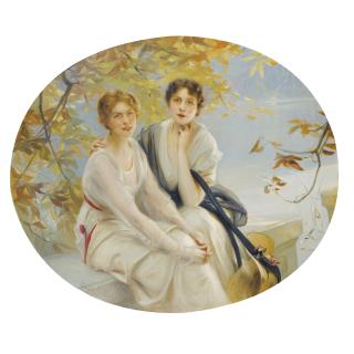 Paul-Emile Chabas - Portrait De Deux Jeunes Femmespaul Chabas ; Portrait Of Two Young  Women ; Signed Lower Left ; Oil On Canvas ; In Its Original Frame