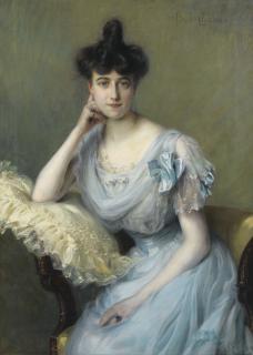 Paul-Emile Chabas - Portrait De Jeune Femme À La Robe Bleue