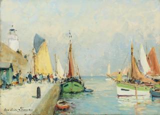 Paul Emile Lecomte - Boats in the harbour