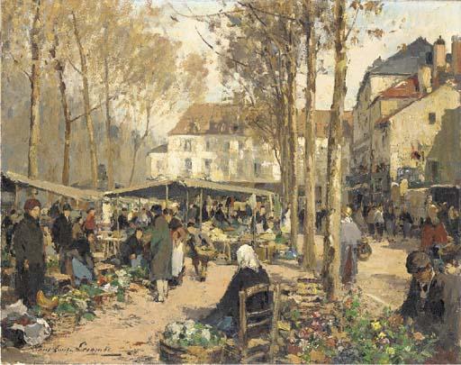 Paul Emile Lecomte - Marché à Melun