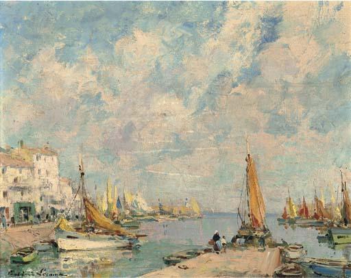 Paul Emile Lecomte - Unloading the catch at the quayside