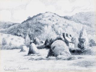 Paul-Émile Pissarro - Haystacks by a cottage