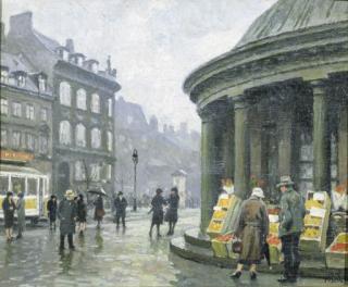 Paul Fischer - A city square, Copenhagen