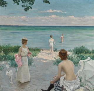 Paul Fischer - Bathers on Hornbæk Beach