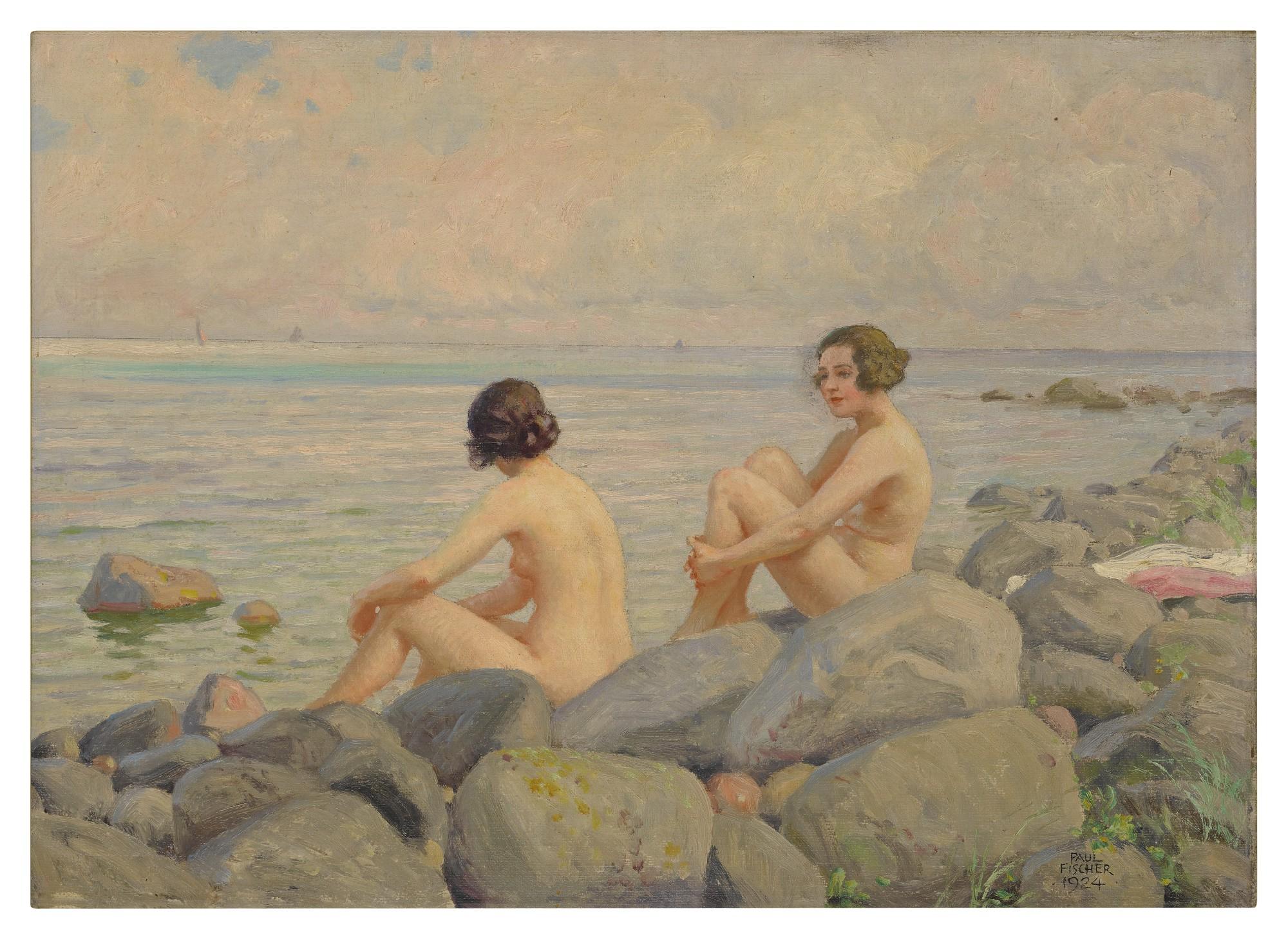 Paul Fischer - Bathing On The Rocks