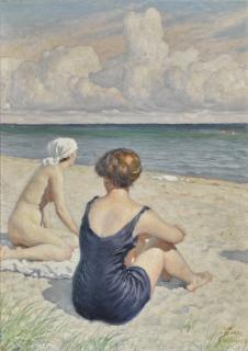 Paul Fischer - Danish bathers On The Beach, Falsterbo