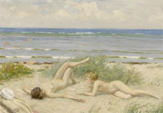 Paul Fischer - Danish girls On The Beach, Båstad 