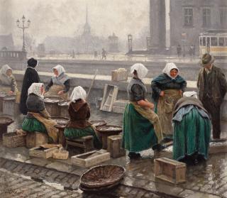 Paul Fischer - Fishmarket scene from Copenhagen