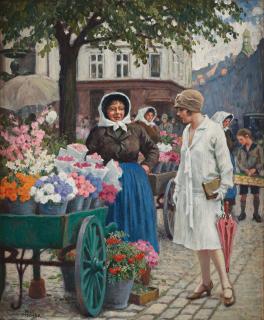 Paul Fischer - Market scene from Højbro Plads, Copenhagen