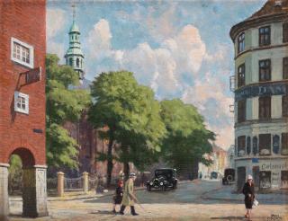 Paul Fischer - Summer day at the Reformed Church in Copenhagen