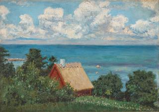 Paul Fischer - Summer scene from Båstad in the south of Sweden