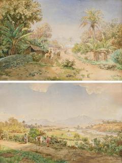 Paul Fischer - Zwei Aquarelle mit Ansicht des Popocatépetl