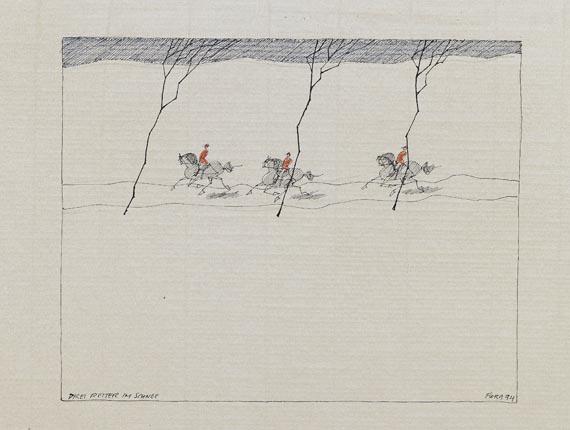 Paul Flora - Drei Reiter im Schnee