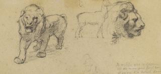 Paul Gauguin - Etudes de lion, chevreuil, profil d\'homme