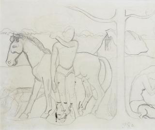 Paul Gauguin - Homme Et Cheval Dans Un Paysage