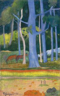 Paul Gauguin - Paysage aux troncs bleus
