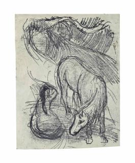 Paul Gauguin - Studies Of Horse And Kneeling Woman (Field 57)