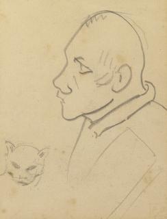 Paul Gauguin - Tête d\'homme et de chat