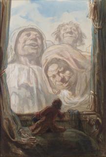 Paul Gavarni - Un gentilhomme regardant trois géants