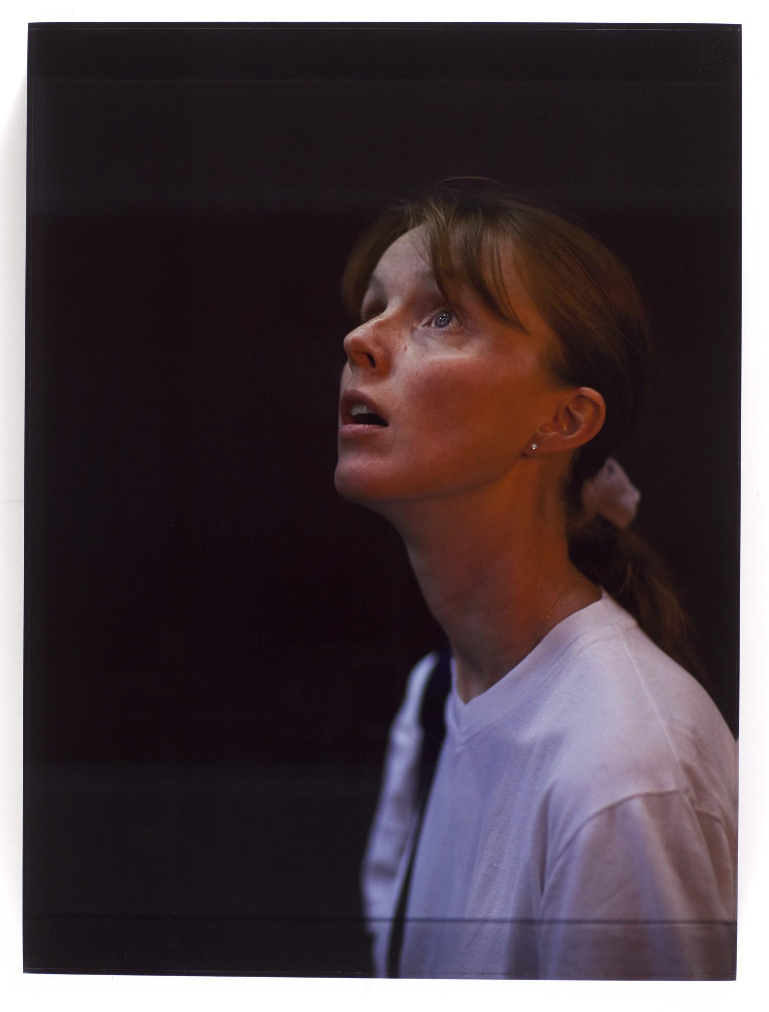Paul Graham - \'Young Woman in White T-Shirt Looking Up, 42nd Street, NY\', 2008