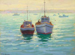 Paul Grimm - Boats in a Harbor (a group of three)