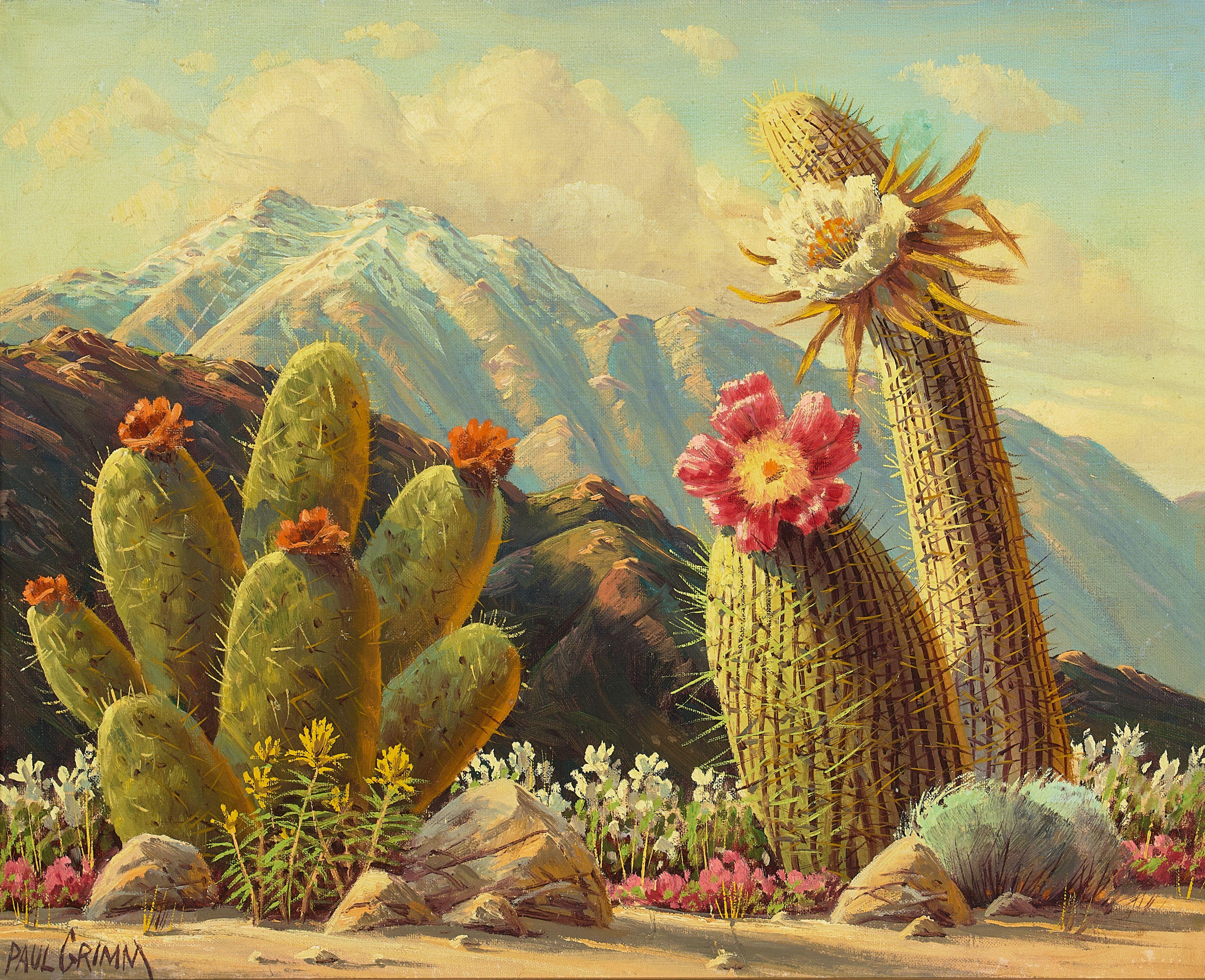 Paul Grimm - Cactus in Bloom 16 x 20 in. framed 24 x 28 in.