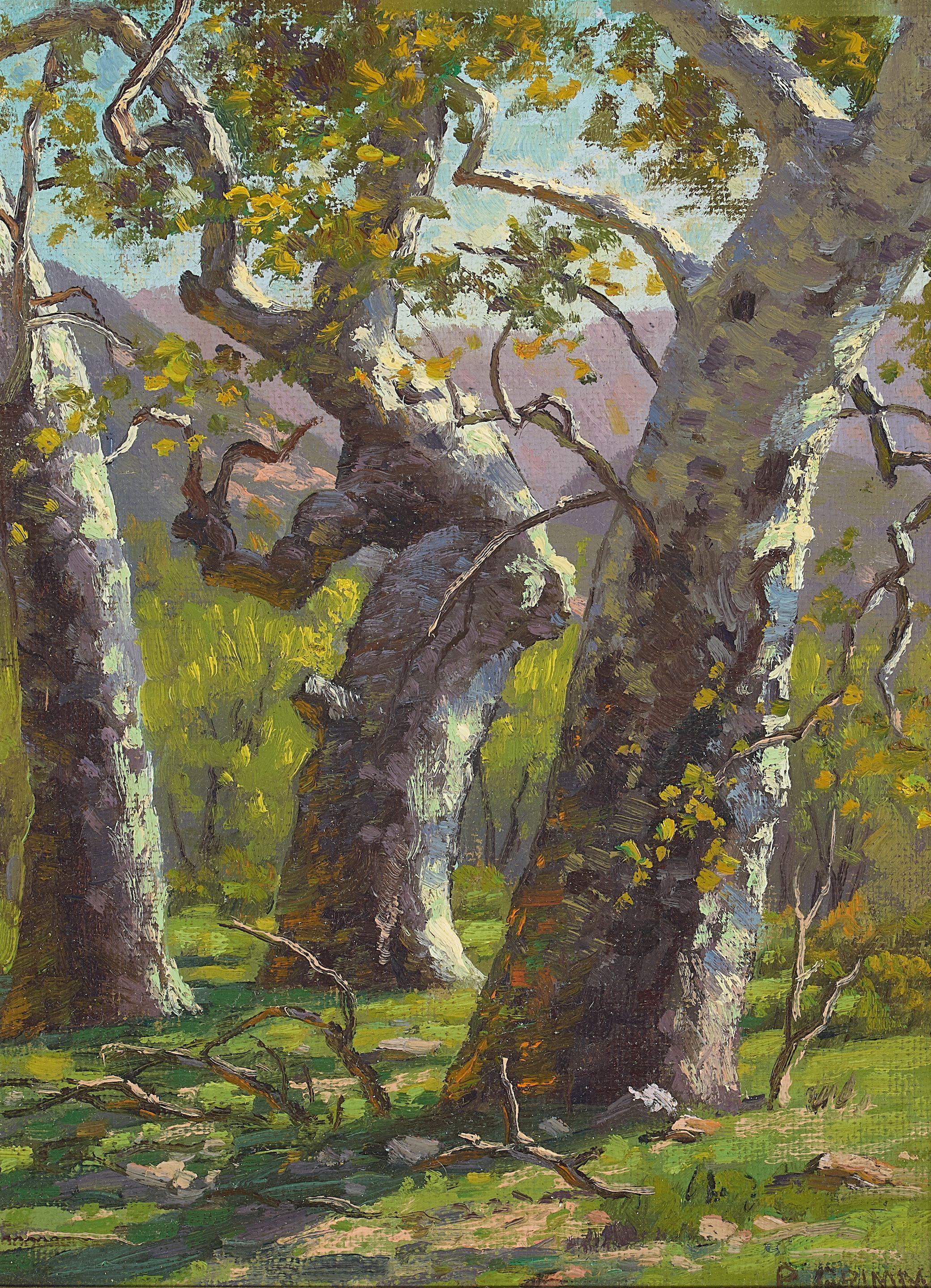 Paul Grimm - Sycamore Grove and Sycamore Tree (a group of two) first 12 x 9 in. and second 12 x 8 1/4 in. first framed 18 x 14 1/2 in. and second framed 18 x 14 in.