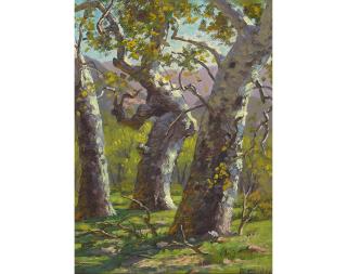 Paul Grimm - Sycamore Grove and Sycamore Tree (a group of two) first 12 x 9 in. and second 12 x 8 1/4 in. first framed 18 x 14 1/2 in. and second framed 18 x 14 in.