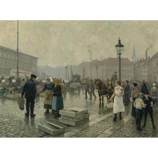Paul Gustav Fischer - Danish The Fish Market At Gammelstrand, Copenhagen