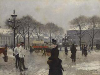 Paul Gustave Fischer - A Winter\'s Day on Kongens Nytorv, Copenhagen