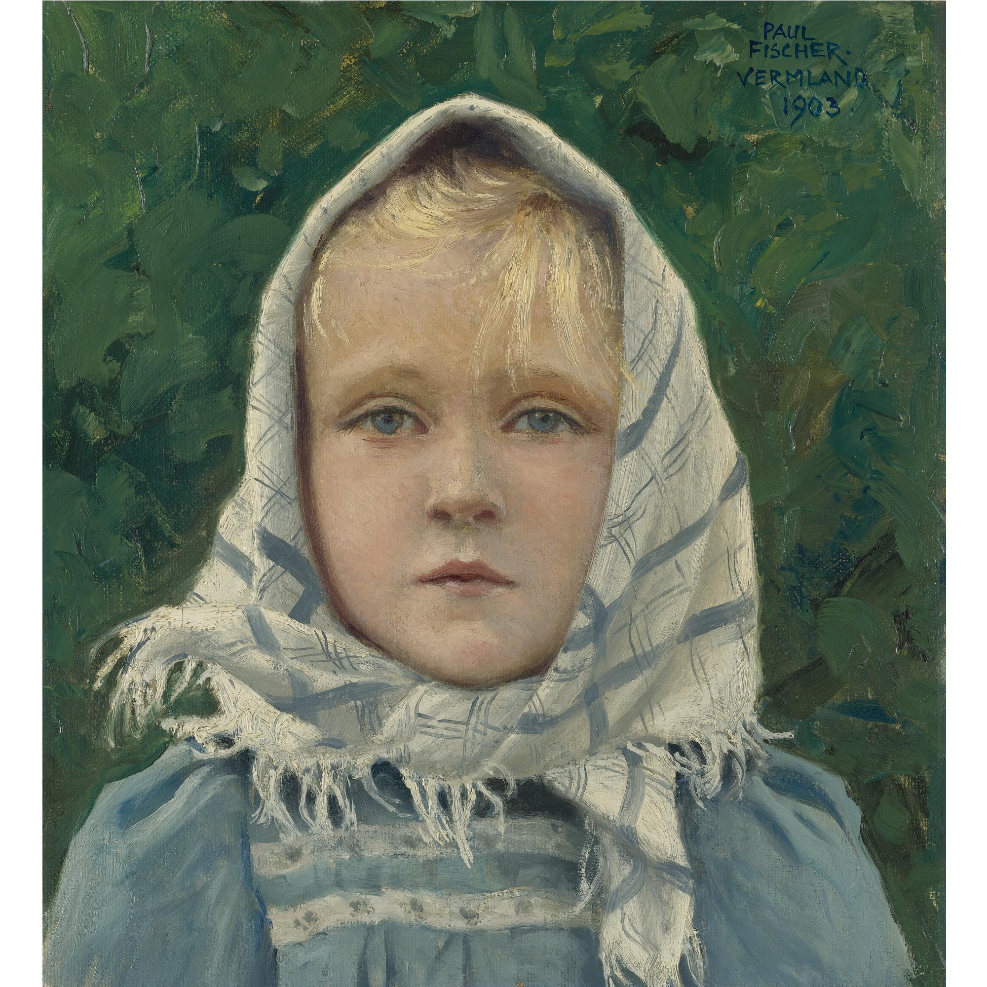 Paul Gustave Fischer - Danish Portrait Of A Young Girl