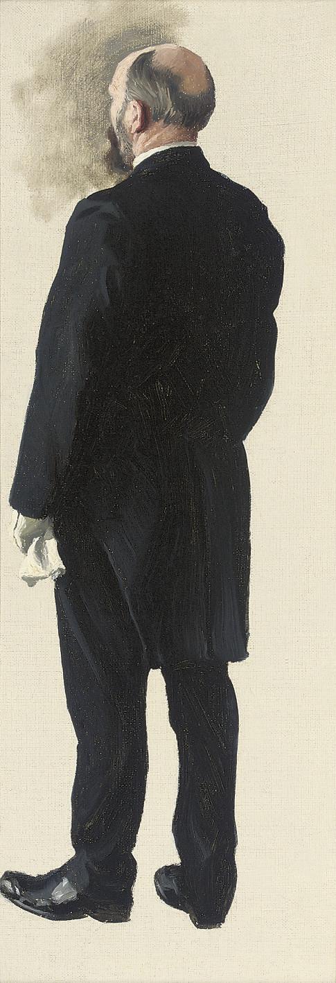 Paul Gustave Fischer - Study of a gentleman, traditionally identified as the King of Sweden, in tails and white gloves