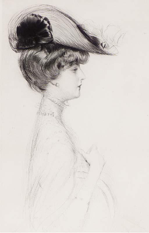 Paul Helleu - [Lady in Profile]; and [Lady with Fur Collar and Hat]