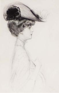 Paul Helleu - [Lady in Profile]; and [Lady with Fur Collar and Hat]