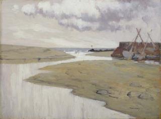 Paul Henry, R.H.A. - Boats Moored at River Estuary