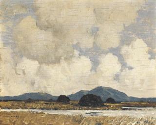 Paul Henry R.H.A. - Turf stacks with mountains