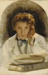 Paul Hippolyte Delaroche - Portrait of Joseph-Carle-Paul-Horace Delaroche, Son of the Artist, Half-Length with a Pile of Books
