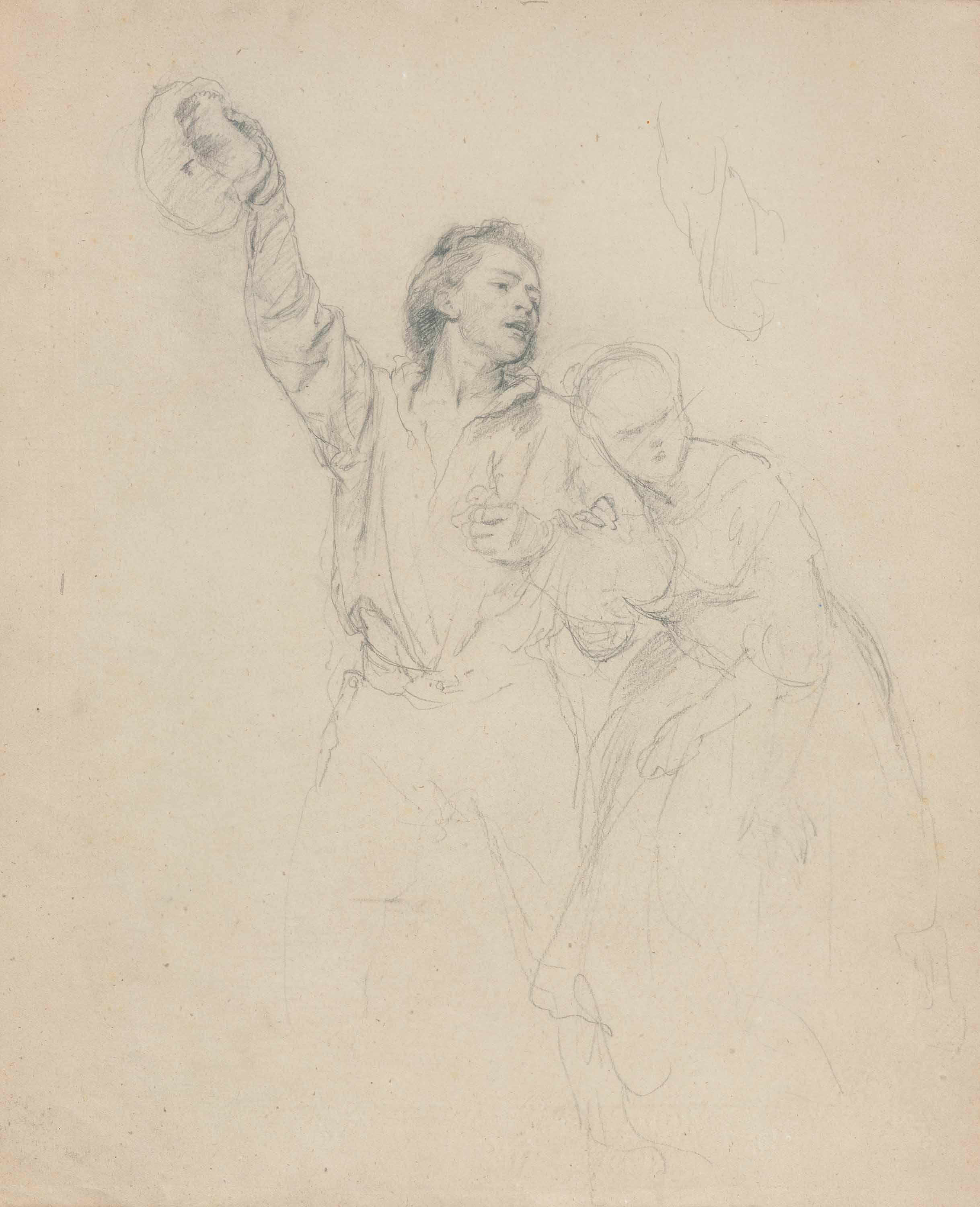 Paul Hippolyte Delaroche - Studie zweier Figuren.