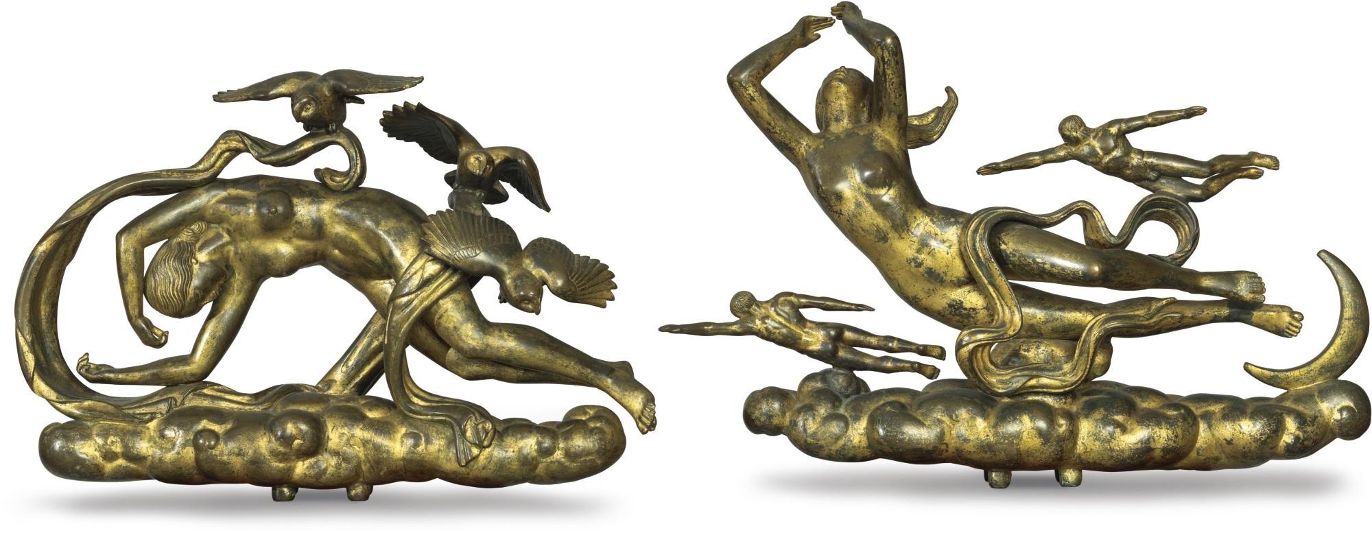 Paul Howard Manship - Evening And Night: A Pair Of Sculptures