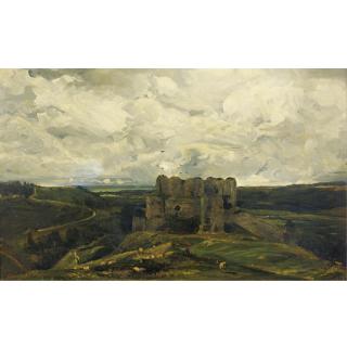 Paul Huet Paris - Paysage Au Chateau D\'Arquest La Bataille